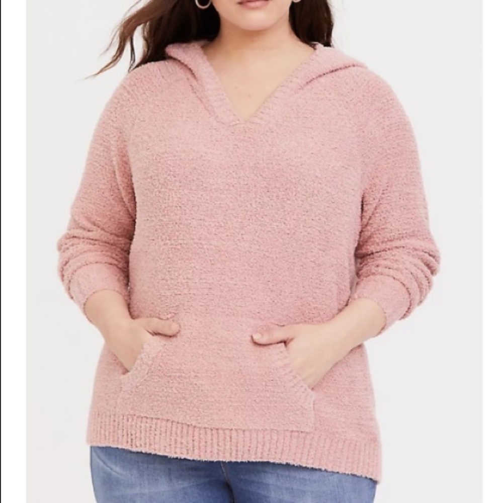 TORRID DUSTY PINK FUZZY PULLOVER HOODIE 2X
